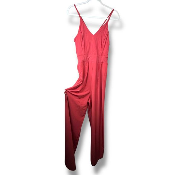 Harala Kapok Red Breezeful Backless Quick Dry Pleated Wide Leg Jumpsuit Medium - Picture 6 of 10